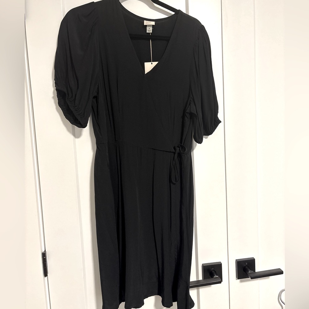 NWT A New Day Black Wrap Dress Women's Size Medium